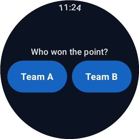 Watch asking who won the point, Team A or Team B